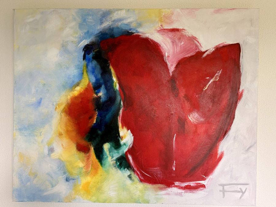 Rood abstract schilderij